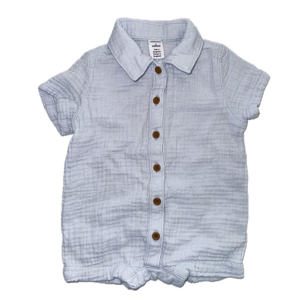 Nordstrom Light Blue Button-Up Baby Romper, 6 months